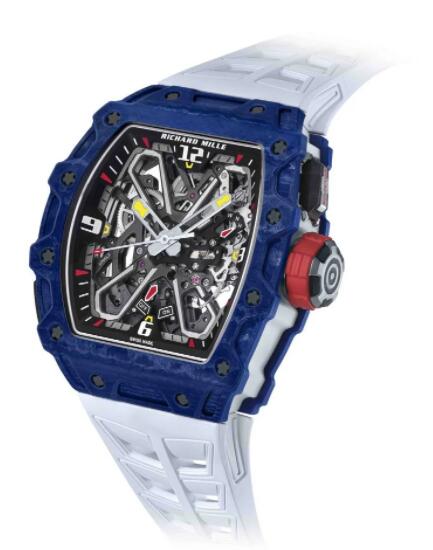 Review 2022 Replica Richard Mille RM 35-03 Automatic Rafael Nadal Watch Blue Carbon White Rubber - Click Image to Close